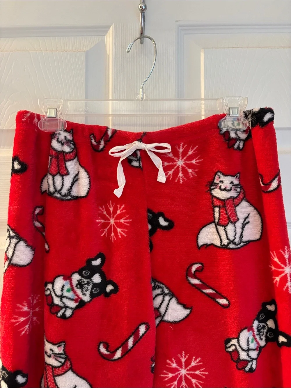 Kids Red Holiday Cat Print Pajama Pants - Cozy Fleece